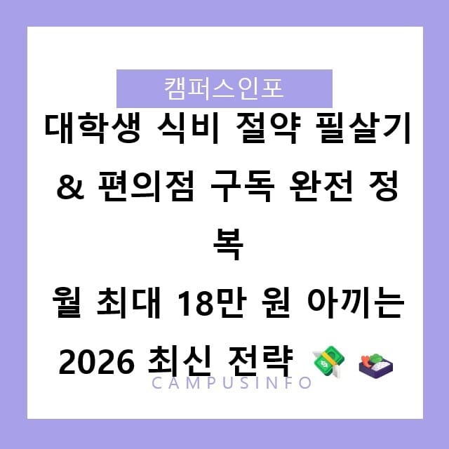 벌써 통장이 텅? 3월 대학생을 위한 식비 절약 필살기 & 편의점 구독 완전 정복 가이드 (2026)