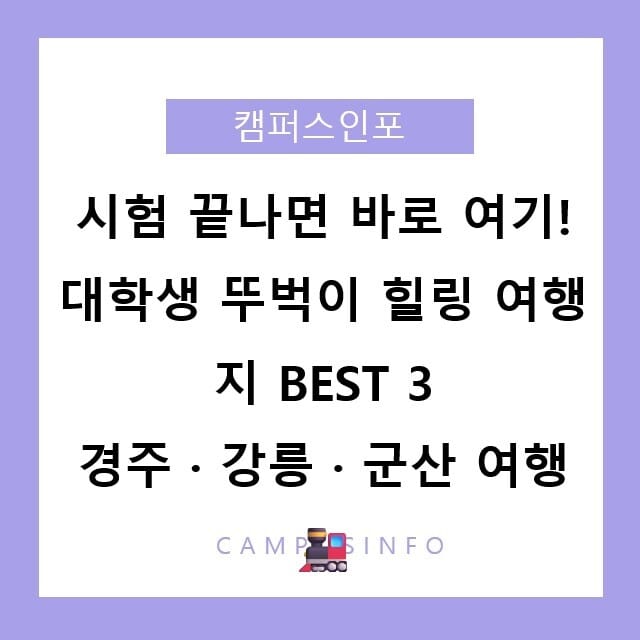 시험 끝, 힐링 시작! 대학생 가성비 뚜벅이 여행지 BEST 3 & 완벽 코스 총정리 (2026)