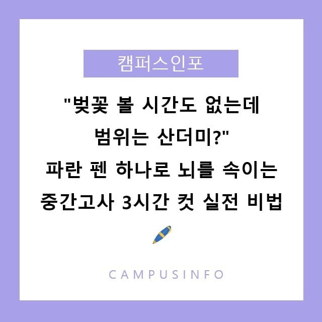 중간고사 벼락치기 완전 정복: 파란 펜 공부법 + 거꾸로 학습법으로 3시간 만에 시험 범위 끝내기