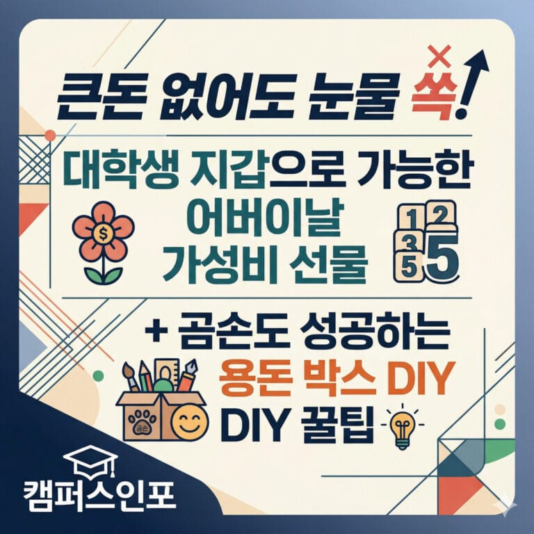 알바비로 뽑는 최고의 효도! 대학생 어버이날 선물 TOP 5 & 용돈 박스 DIY 완전 가이드 썸네일 문구: "큰돈 없어도 눈물 쏙! 대학생 지갑으로 가능한 어버이날 가성비 선물 TOP 5 + 곰손도 성공하는 용돈 박스 DIY 꿀팁"