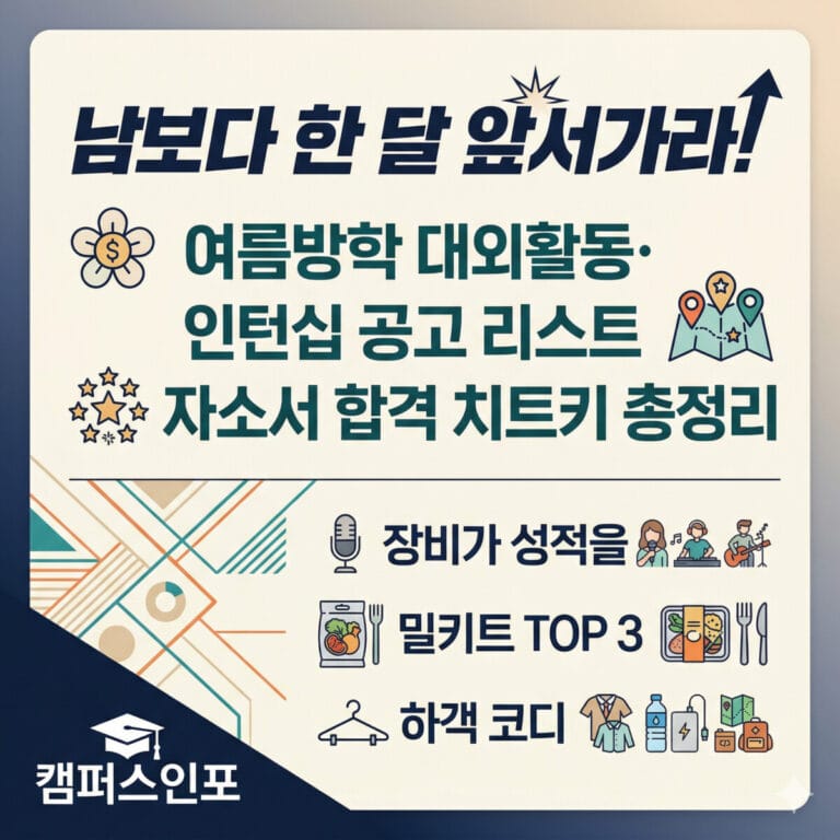여름방학 스펙 역전! 대외활동·인턴십 공고 총정리 & 합격 자소서 작성법 완벽 가이드
