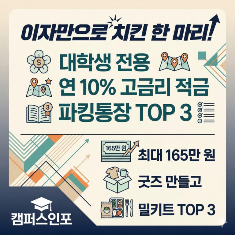용돈으로 시드머니 만들기! 대학생 고금리 적금 & 파킹통장 TOP 3 완벽 가이드 2026