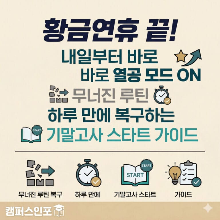 연휴 끝 현실 복귀! 무너진 갓생 루틴 복구 & 기말고사 올인 모드 전환 완벽 가이드