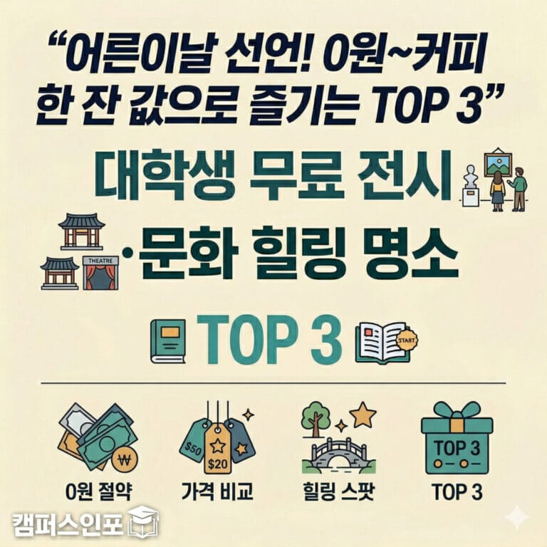 어린이날엔 우리도 쉰다! 대학생 무료 전시 & 문화생활 힐링 명소 TOP 3 완벽 가이드