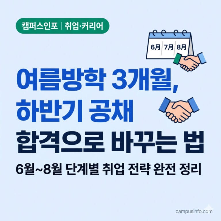 캠퍼스인포의 여름방학 3개월 하반기 공채 합격 취업 전략 블로그 썸네일
