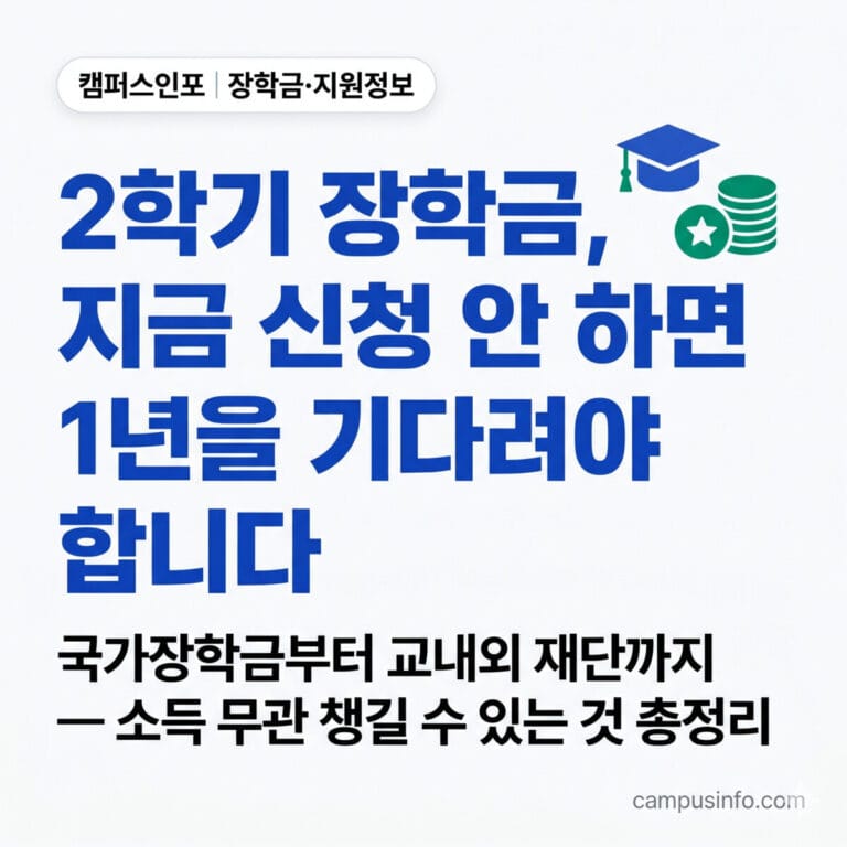 캠퍼스인포 2학기 국가장학금 및 교내외 재단 지원 정보 안내