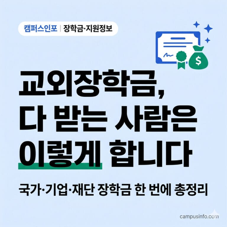 캠퍼스인포의 국가 기업 재단 교외장학금 총정리 정보 제공 블로그 썸네일