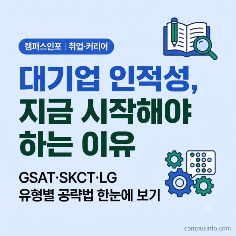 2026 하반기 대기업 인적성검사 유형별 준비 전략을 정리한 캠퍼스인포 취준생 가이드 이미지