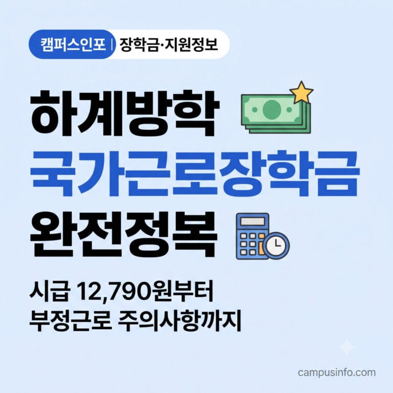 2026년 하계방학 국가근로장학금 집중근로 프로그램의 시급과 근로기간을 확인하는 대학생