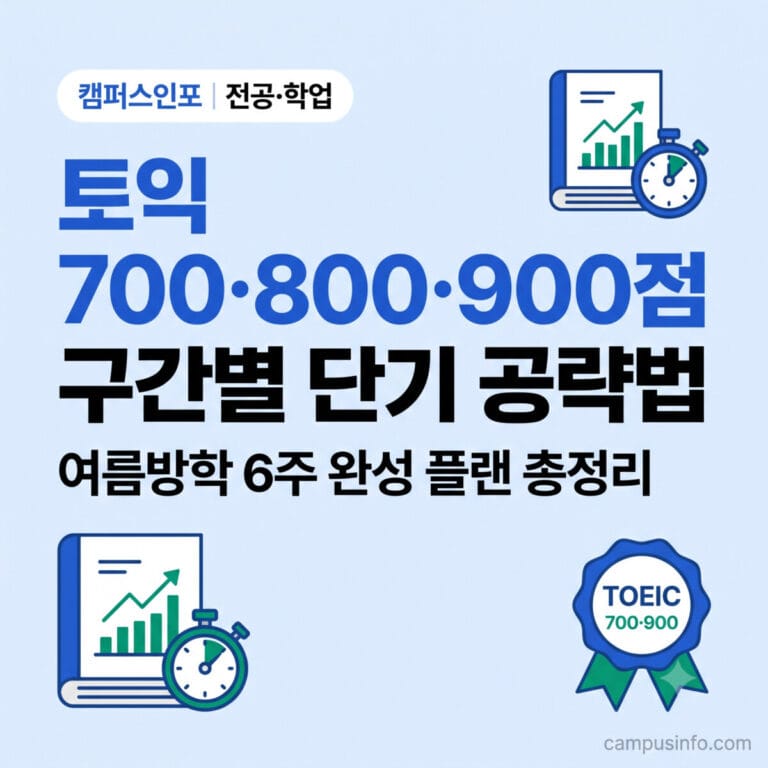 2026 여름방학 토익 점수대별 단기 공략법 — 700·800·900점 구간 전략을 정리한 대학생 학습 가이드 썸네일