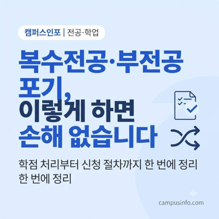 복수전공과 부전공 포기 신청 방법과 학점 처리 기준을 확인하는 대학생