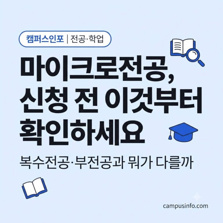 마이크로전공 신청 방법과 학점 인정 기준을 확인하는 대학생을 표현한 이미지