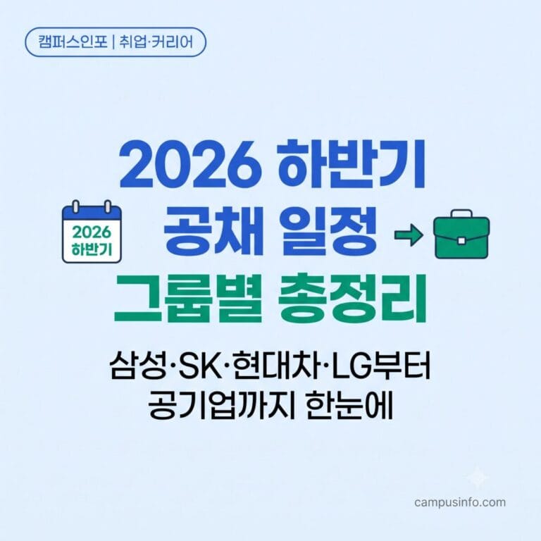 2026년 하반기 공채 일정을 그룹별로 정리한 캠퍼스인포 취업 준비생용 채용 캘린더 안내 이미지