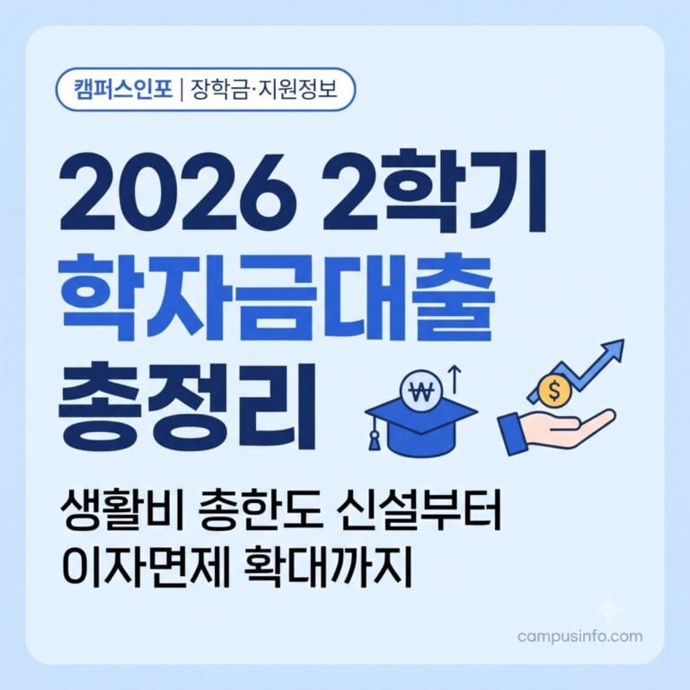 2026년 2학기 학자금대출 신청 기간과 생활비대출 총한도, 이자면제 확대를 확인하는 대학생 이미지