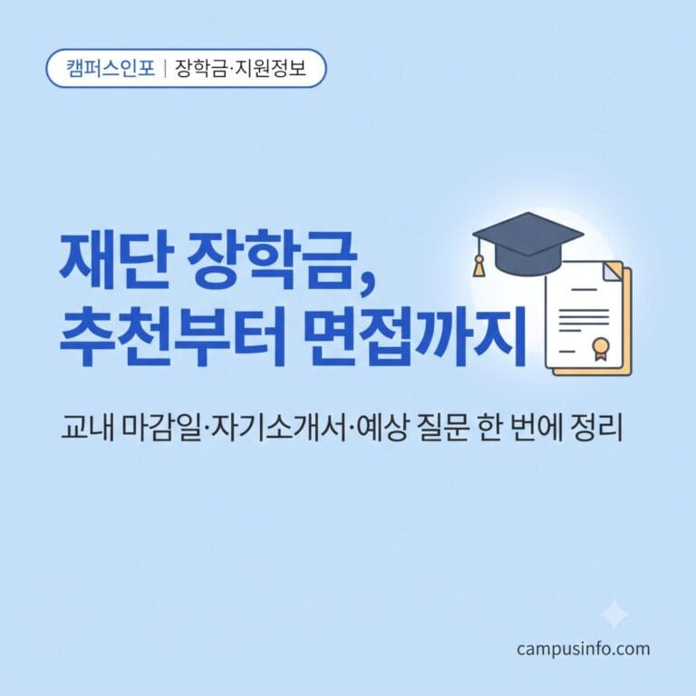 대학생이 재단 장학금 학교 추천 절차와 자기소개서, 면접 준비 전략을 한눈에 확인할 수 있는 캠퍼스인포 가이드 썸네일