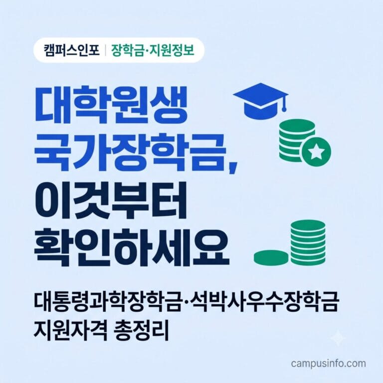 이공계 대학원생을 위한 국가장학금 종류와 신청 자격을 안내하는 캠퍼스인포 썸네일 이미지