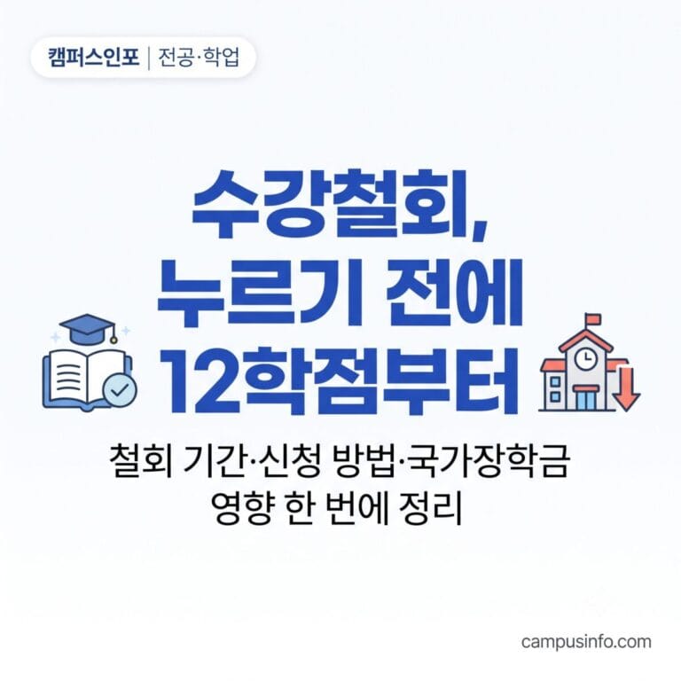 2학기 수강철회 기간과 신청 방법, 국가장학금 12학점 이수 기준 영향을 대학생 눈높이에서 정리한 캠퍼스인포 썸네일