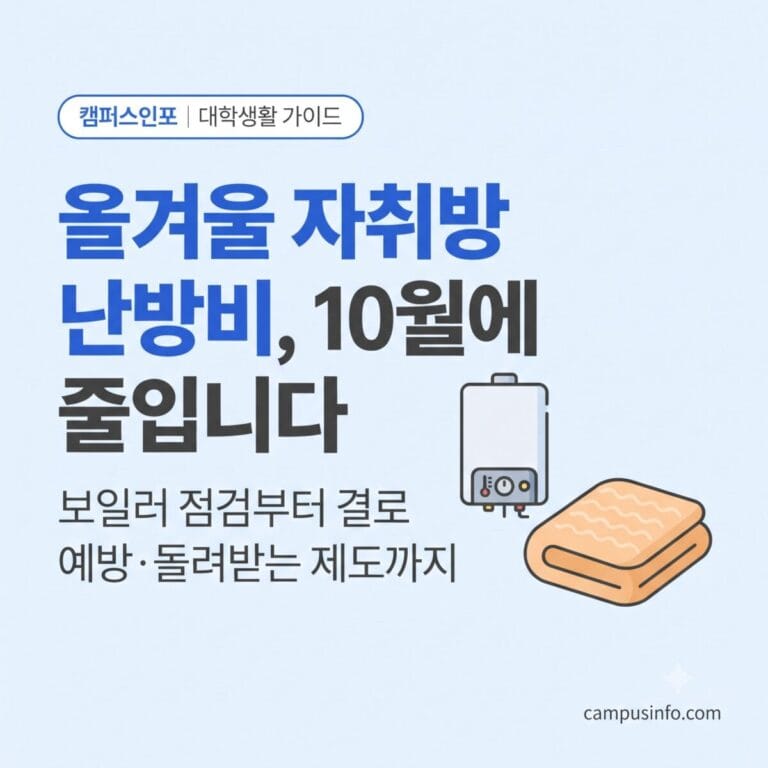 자취하는 대학생을 위한 겨울철 보일러 점검, 결로 곰팡이 예방, 난방비 절약 방법을 정리한 자취방 월동 준비 체크리스트 썸네일
