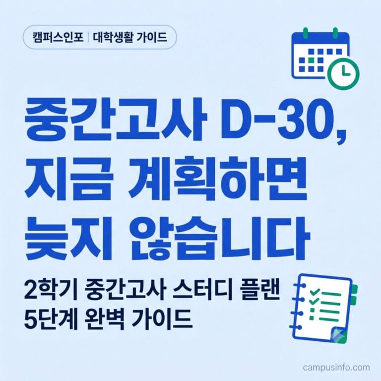 2학기 중간고사를 앞두고 D-30 스터디 플랜을 세우는 대학생을 위한 단계별 가이드 이미지