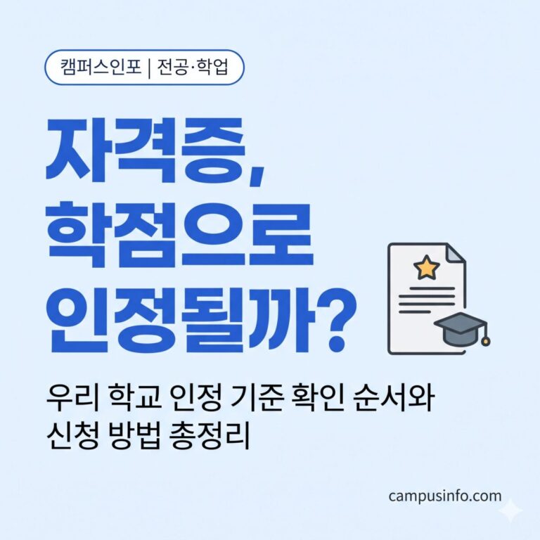 대학생이 자격증 학점 인정 제도의 인정 범위와 신청 절차를 확인하는 방법을 정리한 가이드 썸네일
