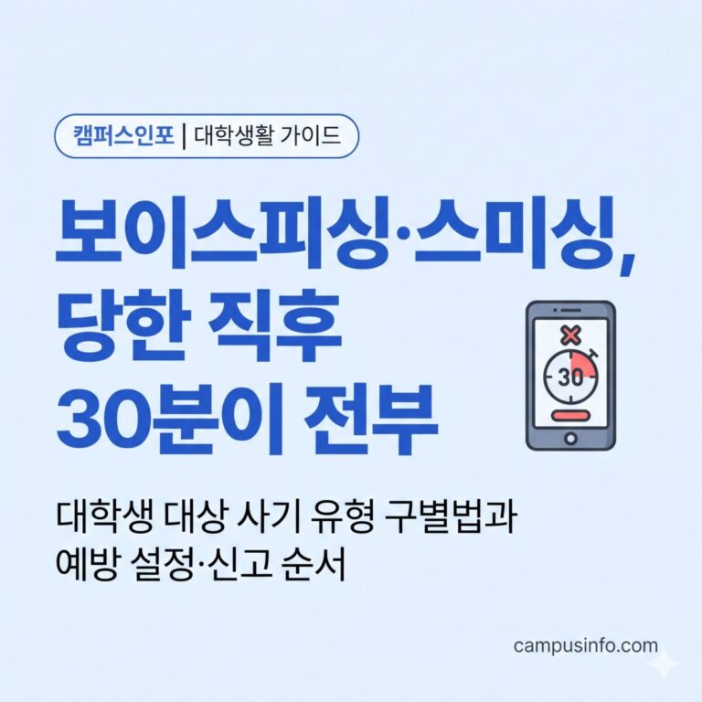 대학생이 보이스피싱과 스미싱 피해를 예방하고 당했을 때 대응하는 순서를 정리한 가이드 썸네일