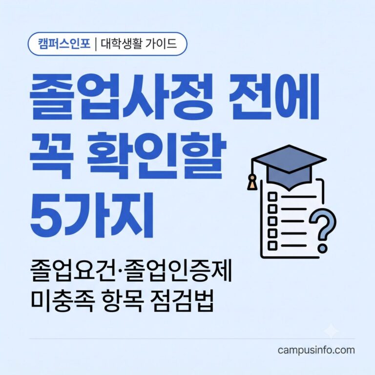 2학기 졸업 예정 대학생이 졸업요건과 졸업인증제 미충족 항목을 점검하는 방법을 정리한 가이드 썸네일 이미지