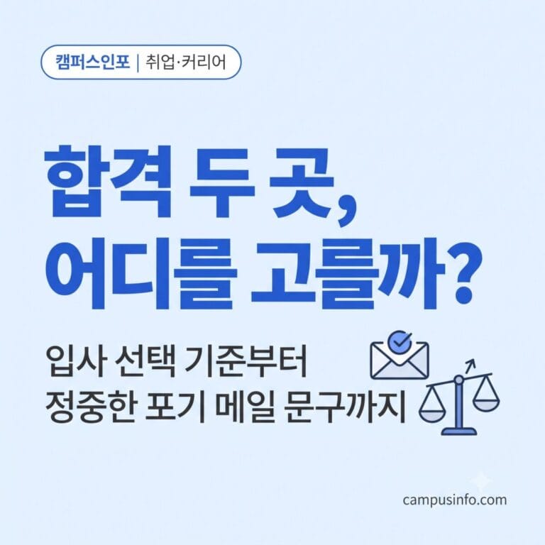 하반기 공채에서 복수 최종합격한 취준생을 위한 입사 선택 기준 비교와 입사 포기 연락 방법 안내 썸네일