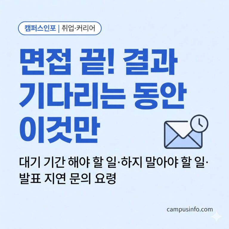 취업 준비생이 면접 후 결과 발표를 기다리는 동안 해야 할 일과 지연 시 문의하는 방법을 정리한 가이드 썸네일